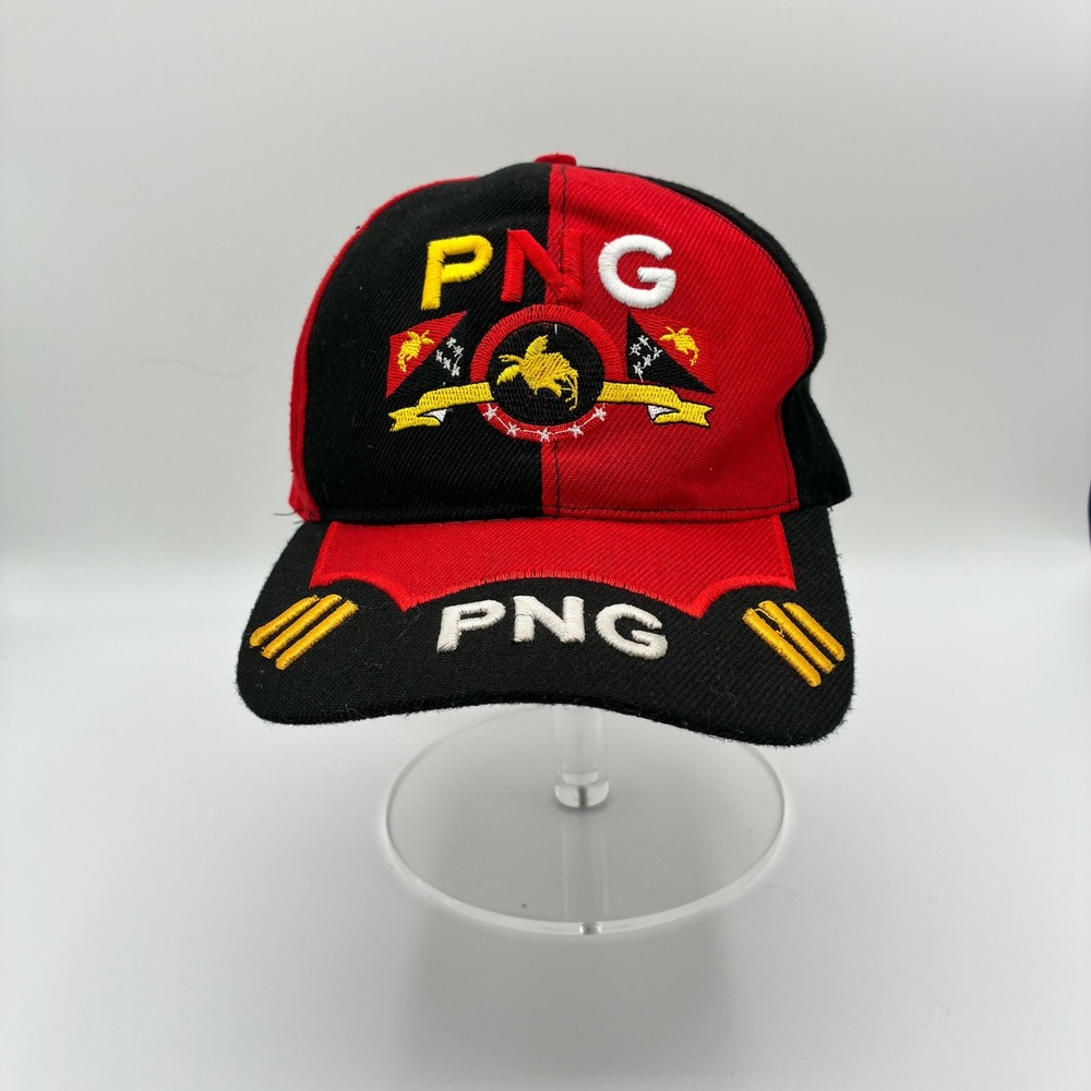 PNG Baseball Cap Embroidered Patch Snapback Hat‎ Red Black Adjustable Adult